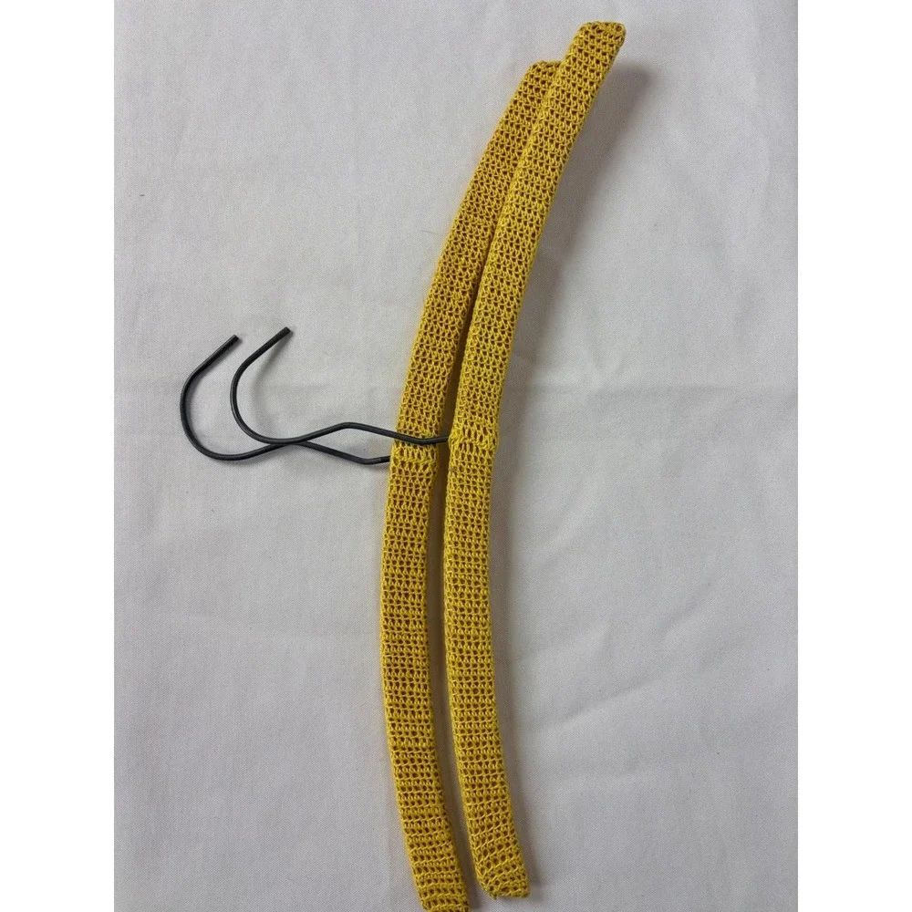 Vintage Mustard Yellow Crochet Covered Clothes Hangers Set of 2‎ Retro Handmade
